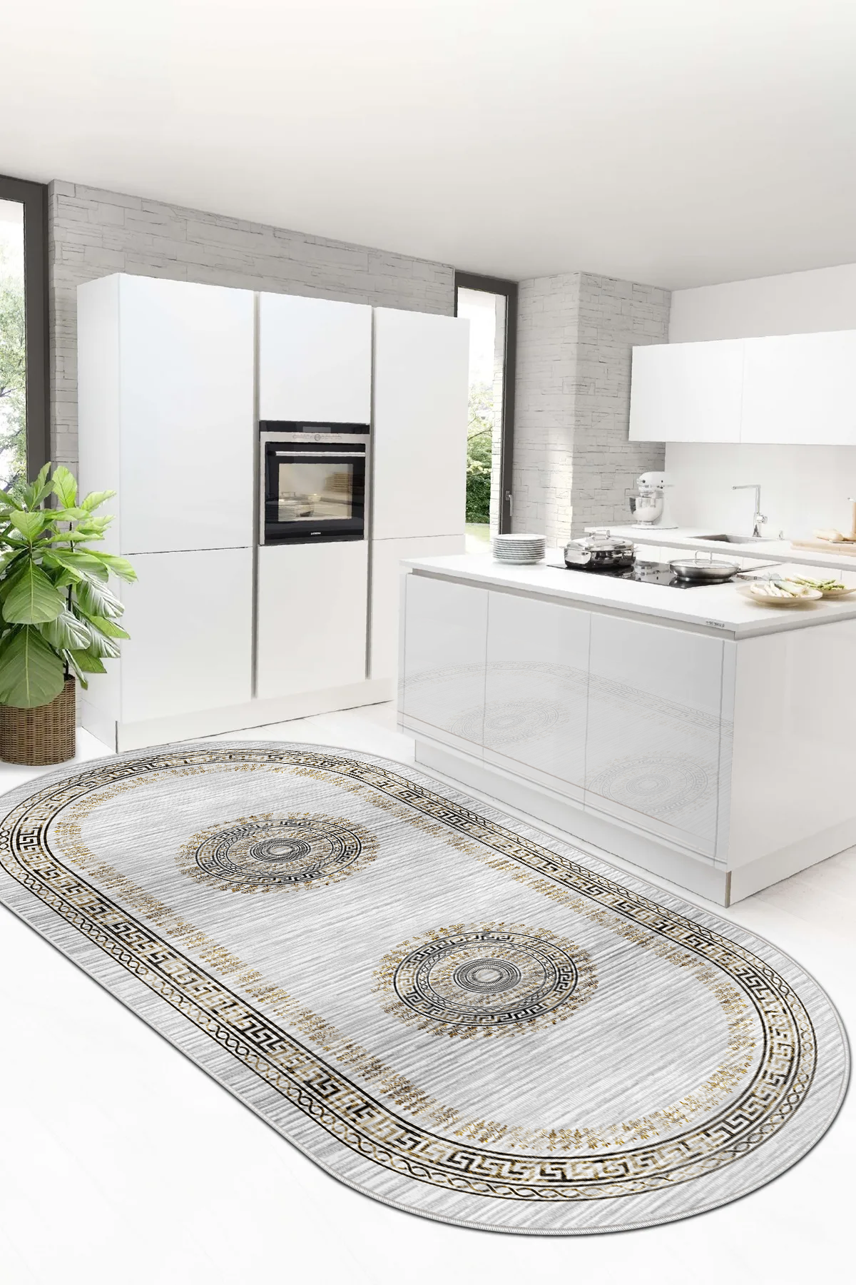 kleopatra Hardal Oval Yeni Nesil Baskılı Halı & Yolluk