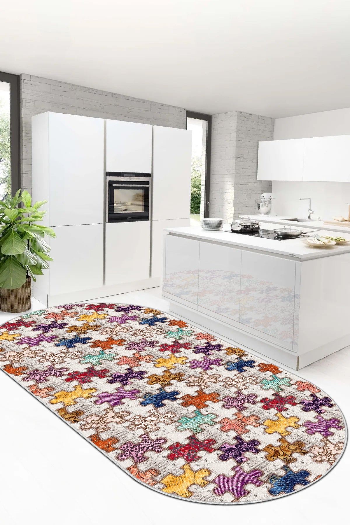 puzzle oval Yeni Nesil Baskılı Halı & Yolluk