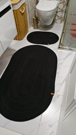 Jüt Hasır 2'Li Banyo Paspas Seti Siyah