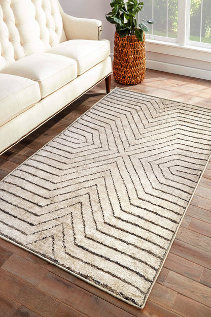 Line Bej Yeni Nesil Baskılı Halı & Yolluk