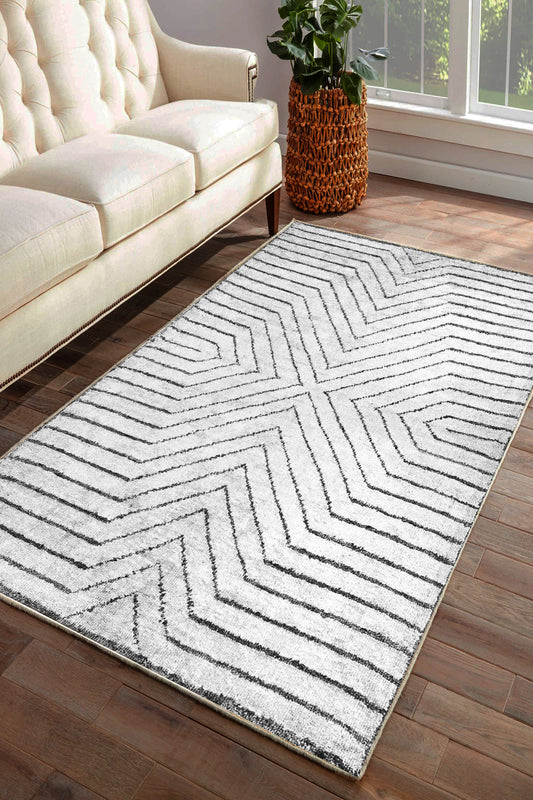 Line Gri Yeni Nesil Baskılı Halı & Yolluk