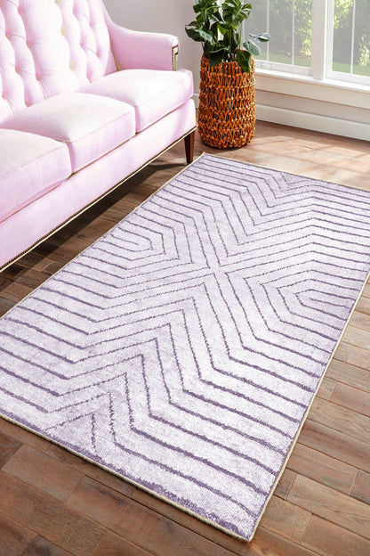 Line Lila Yeni Nesil Baskılı Halı & Yolluk