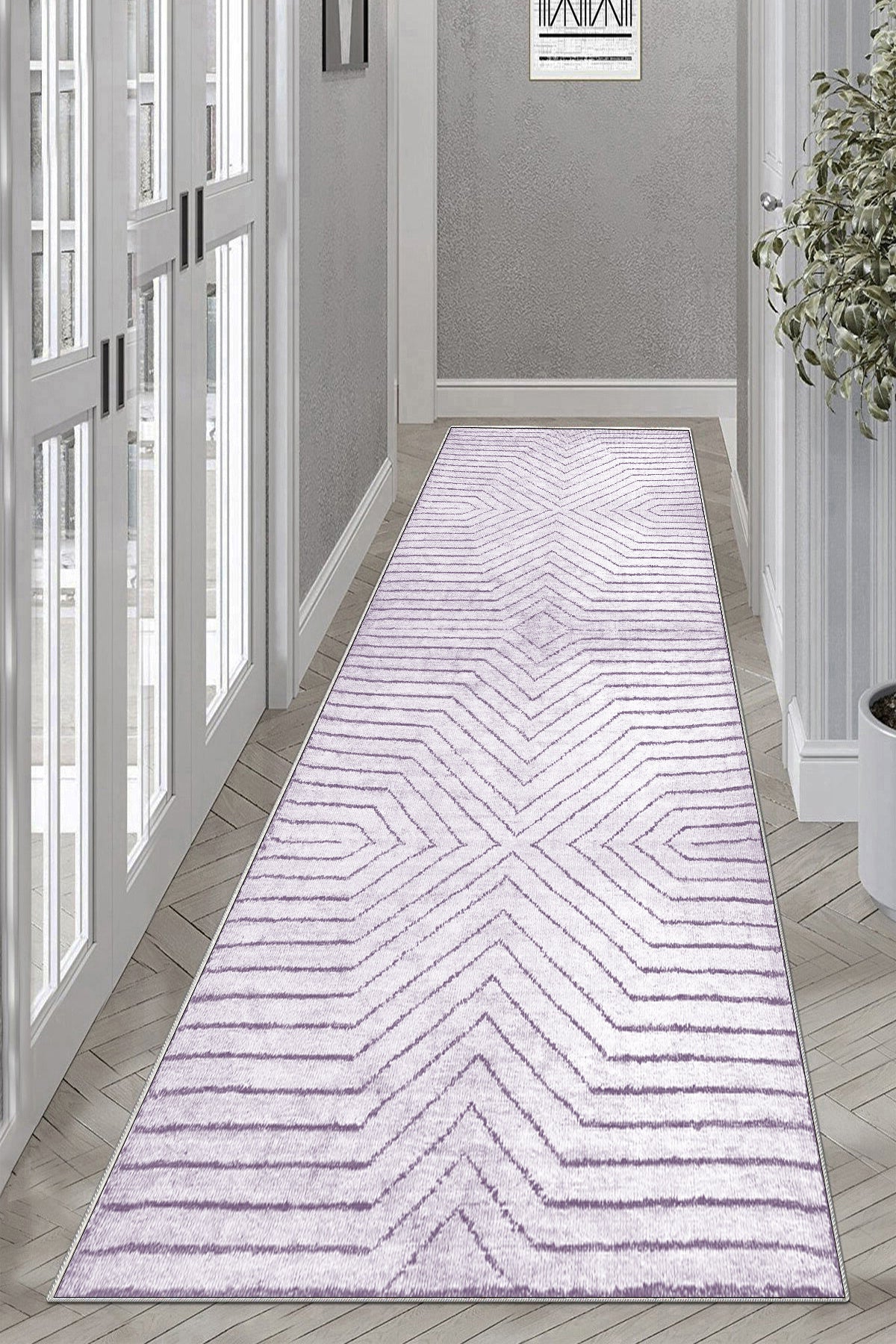 Line Lila Yeni Nesil Baskılı Halı & Yolluk