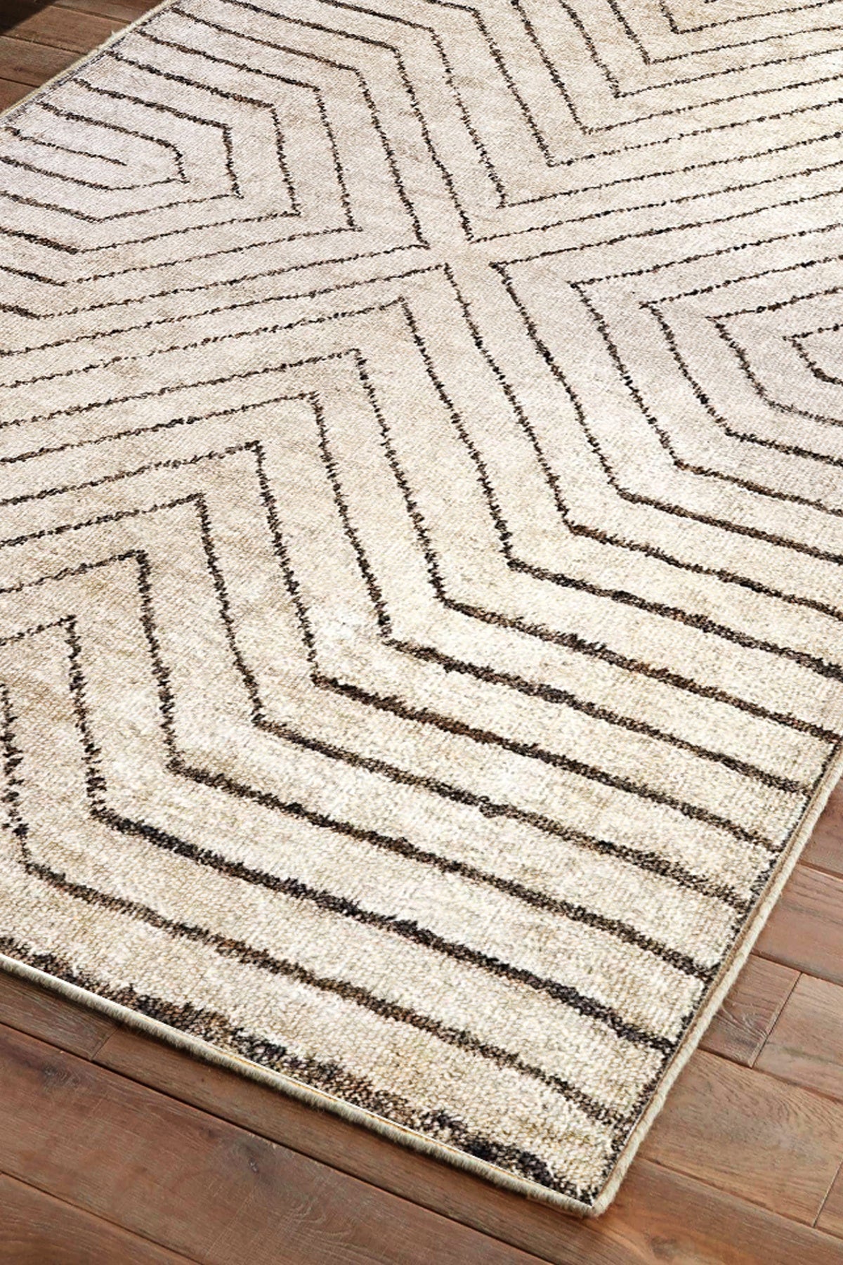 Line Bej Yeni Nesil Baskılı Halı & Yolluk