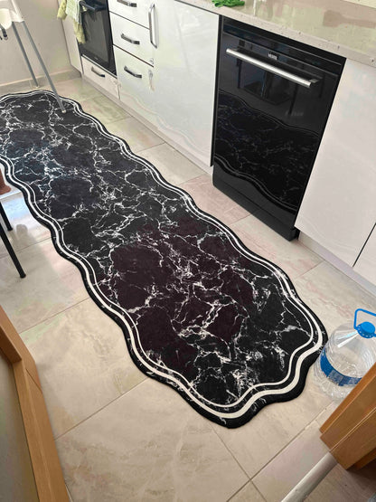 Mermeralda Siyah Yeni Nesil Baskılı Halı & Yolluk