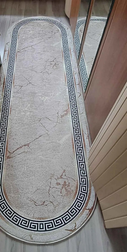 Versace Altın Varak Oval Nesil Baskılı Halı & Yolluk