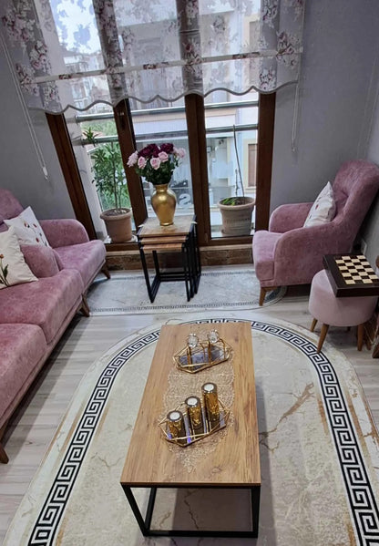 Versace Altın Varak Oval Nesil Baskılı Halı & Yolluk