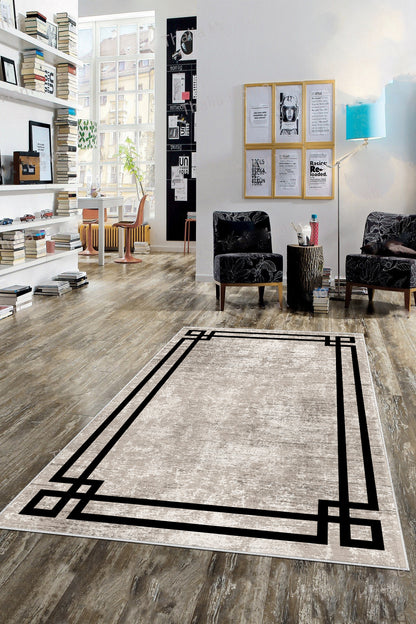 Klasik Bej Yeni Nesil Baskılı Halı & Yolluk