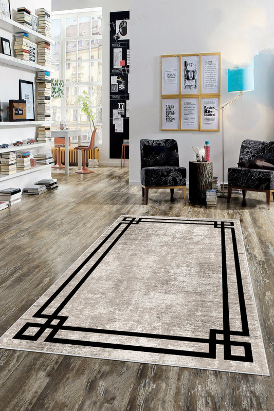 Klasik Bej Yeni Nesil Baskılı Halı & Yolluk