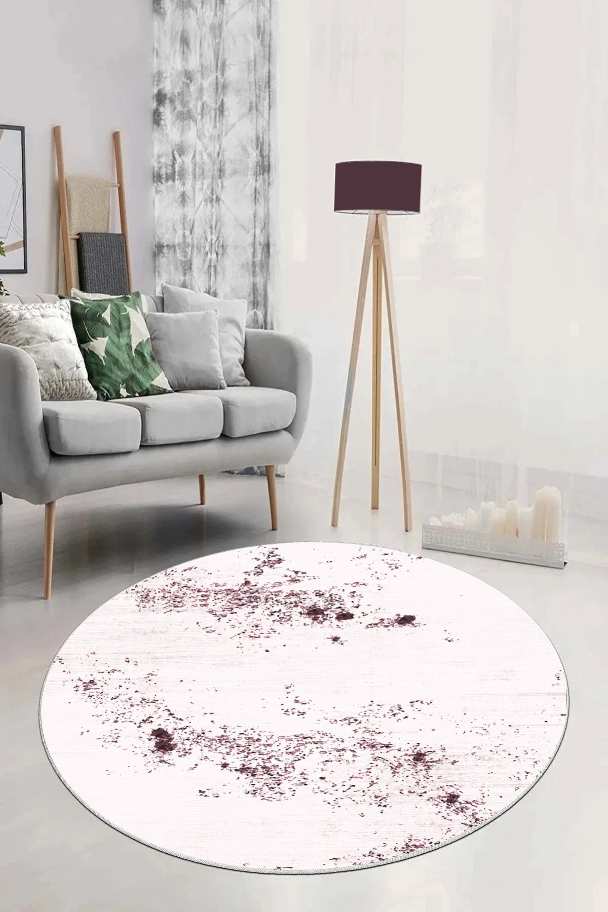 Pink Yuvarlak Yeni Nesil Baskılı Halı & Yolluk