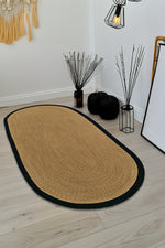 Jüt Kilim Oval Hasır Halı HasırSiyah