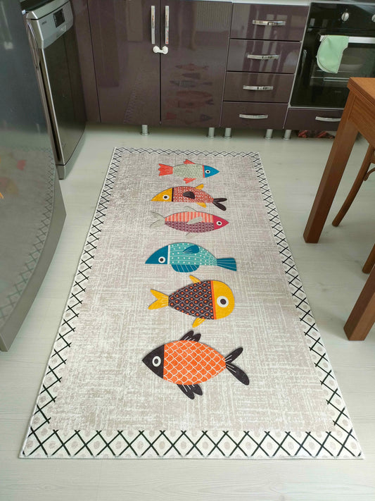 Balık Pembe Yeni Nesil Baskılı Halı & Yolluk