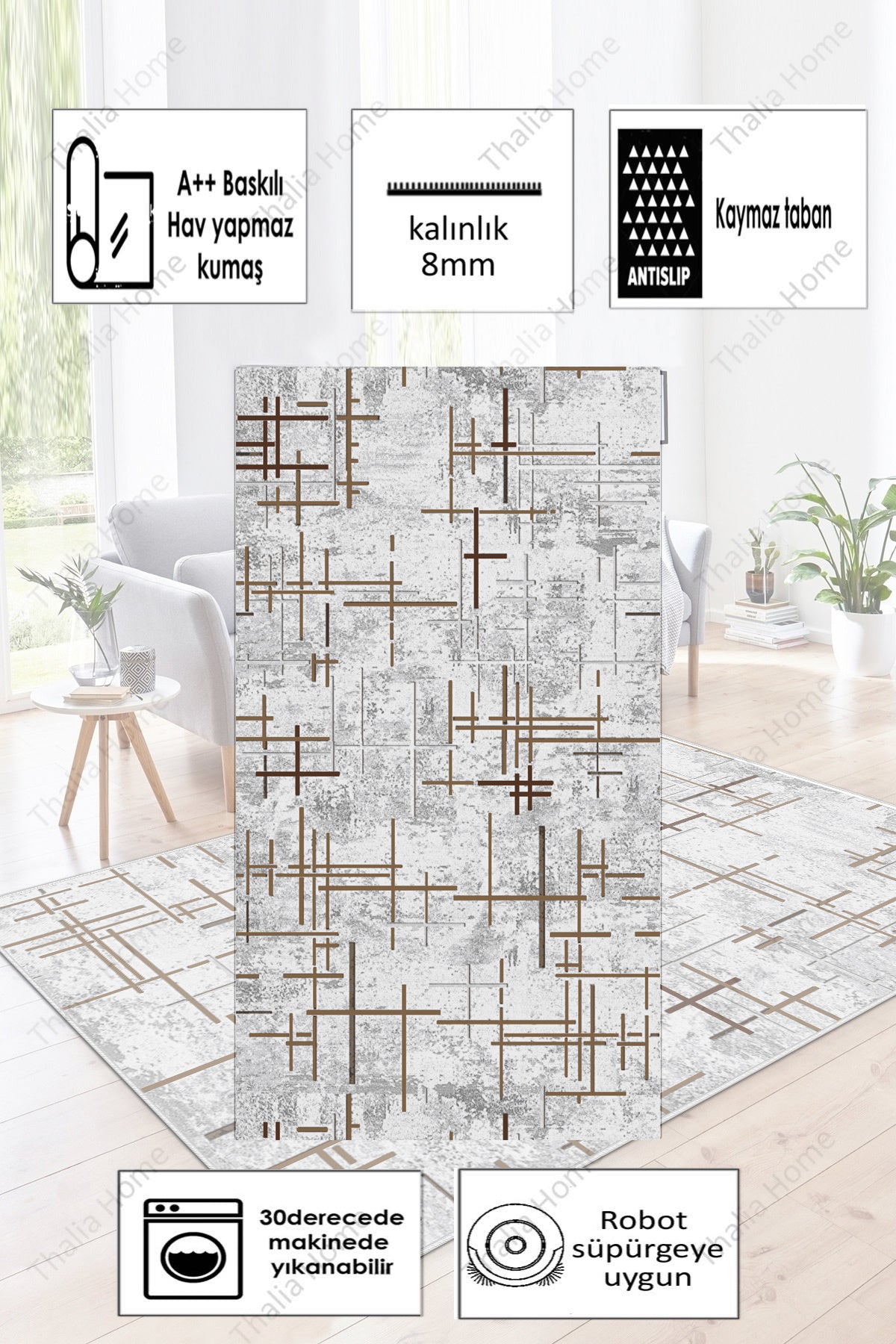 Çubuk Kahve Yeni Nesil Baskılı Halı & Yolluk