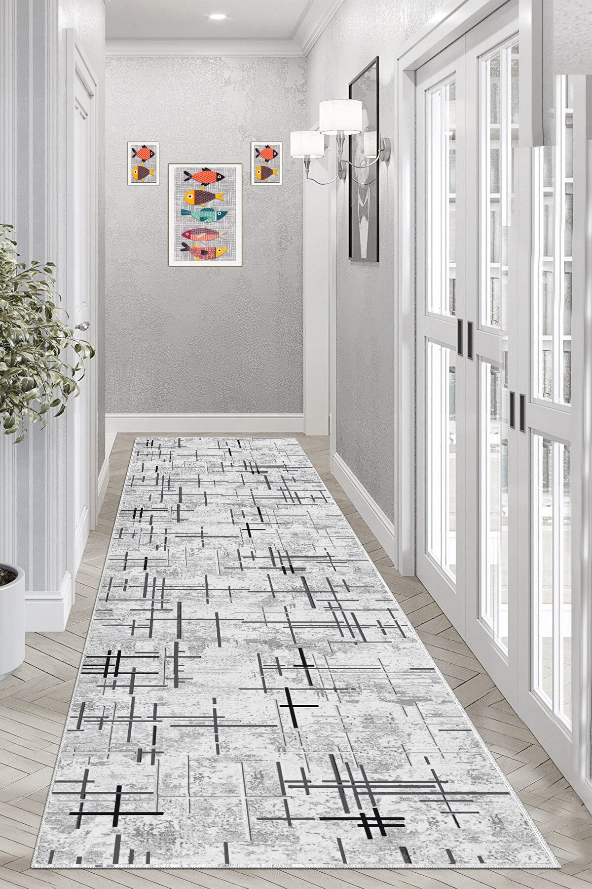 Çubuk Gri Yeni Nesil Baskılı Halı & Yolluk