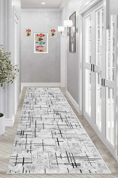 Çubuk Gri Yeni Nesil Baskılı Halı & Yolluk