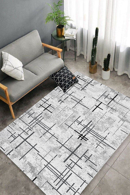 Çubuk Gri Yeni Nesil Baskılı Halı & Yolluk