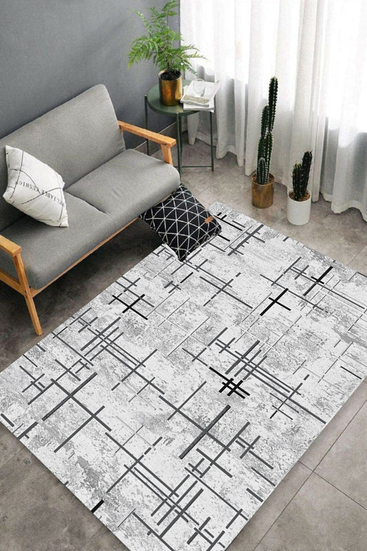 Çubuk Gri Yeni Nesil Baskılı Halı & Yolluk