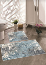 Kaymaz Taban Yıkanabilir 2'li Set Banyo Halısı Banyo Paspas Seti Klozet Takımı Motif