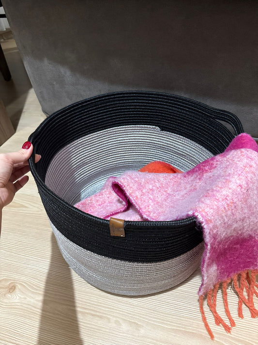 MeGaboy Jüt Sepet 40x30 cm Gri-Siyah