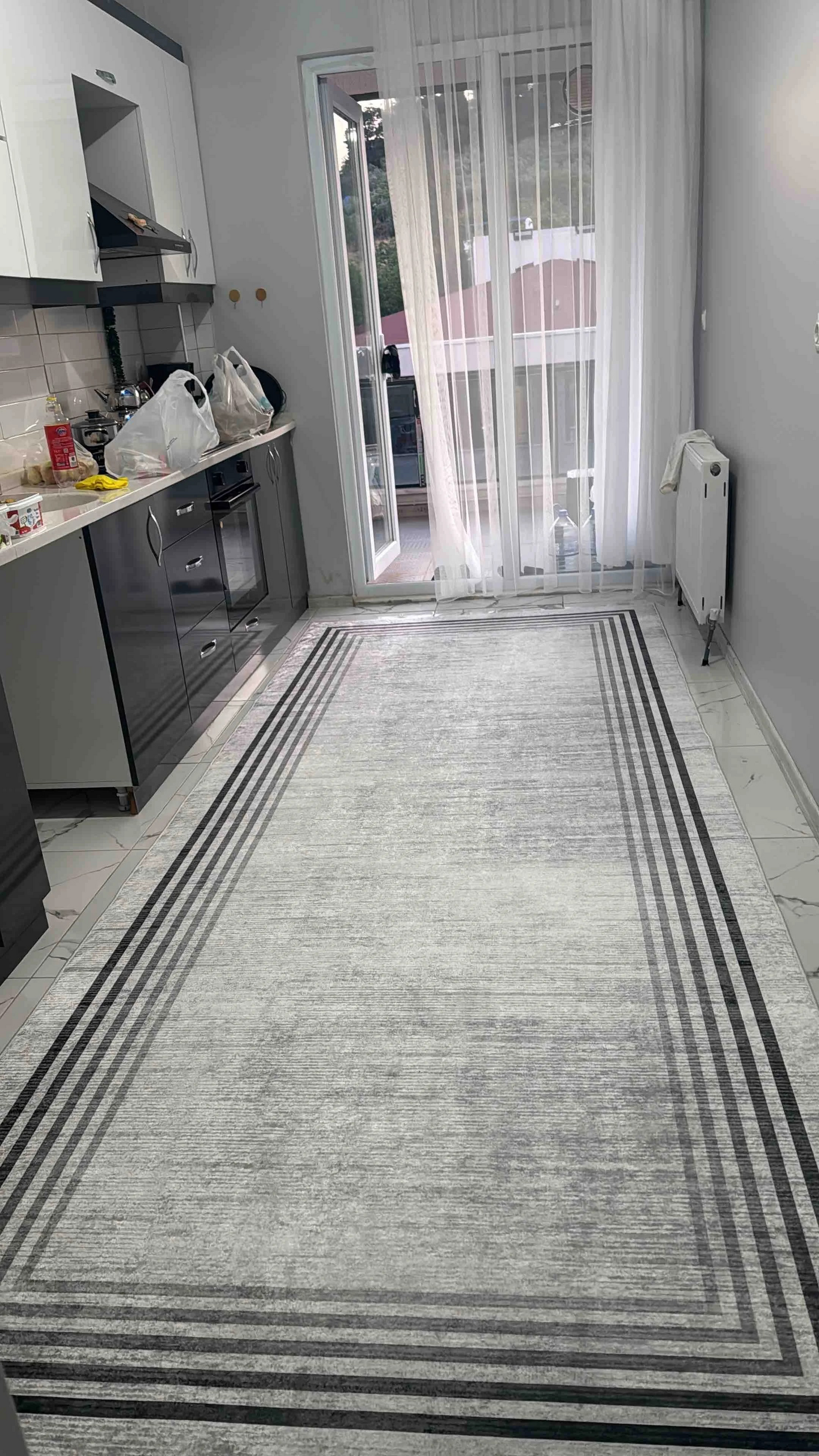 Aura gri Yeni Nesil Baskılı Halı & Yolluk