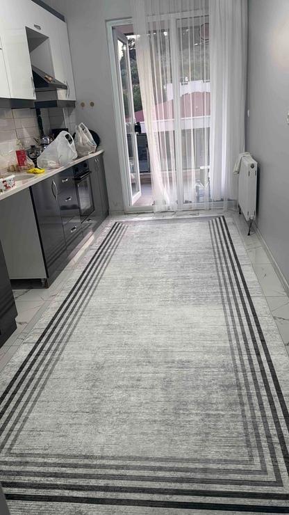 Aura gri Yeni Nesil Baskılı Halı & Yolluk