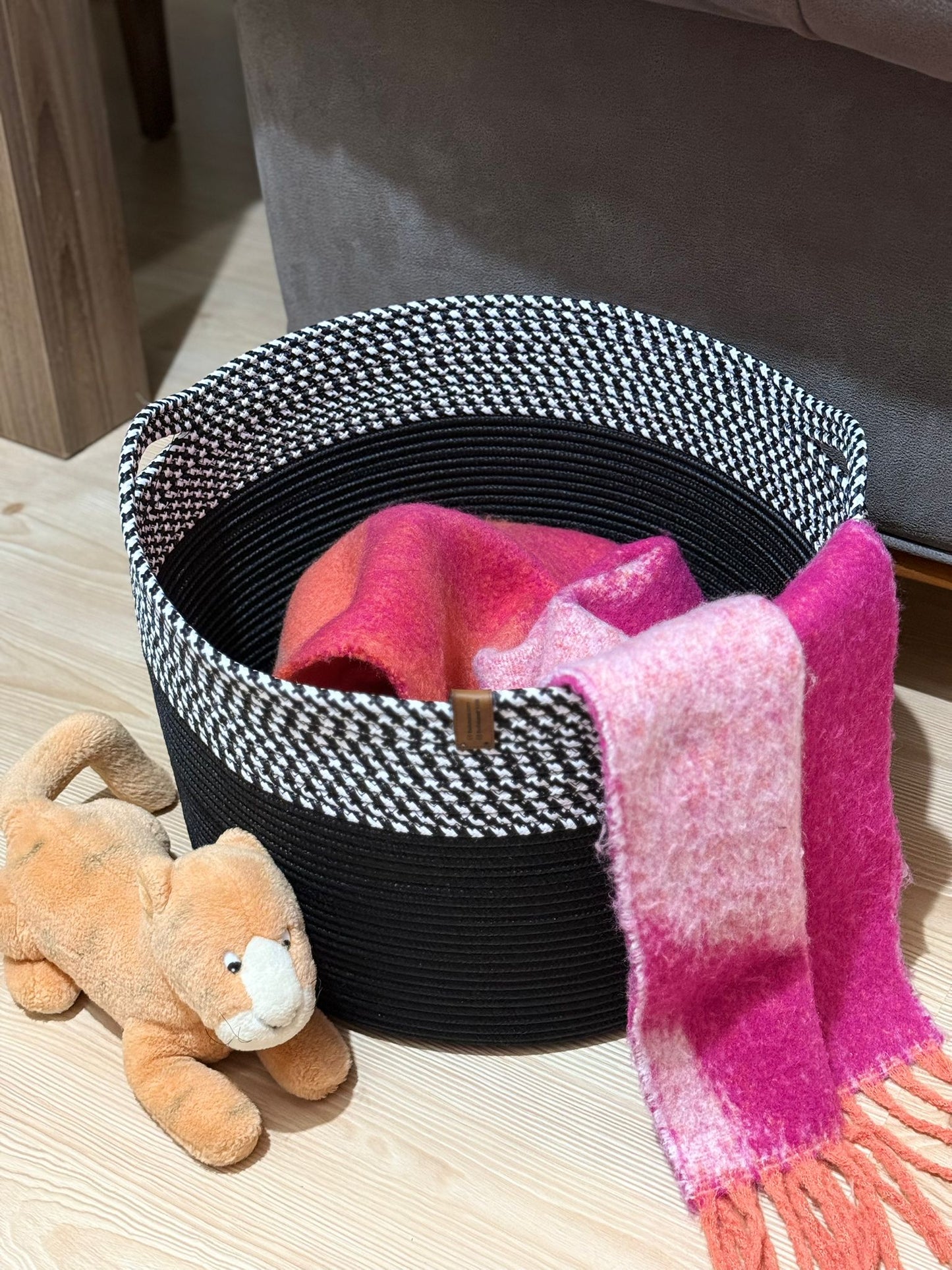 MeGaboy Jüt Sepet 40x30 cm Siyah-Beyaz