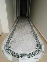 Versace Gri oval Nesil Baskılı Halı & Yolluk