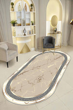 Versace Altın Varak Oval Nesil Baskılı Halı & Yolluk