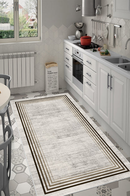 Aura Bej  Yeni Nesil Baskılı Halı & Yolluk