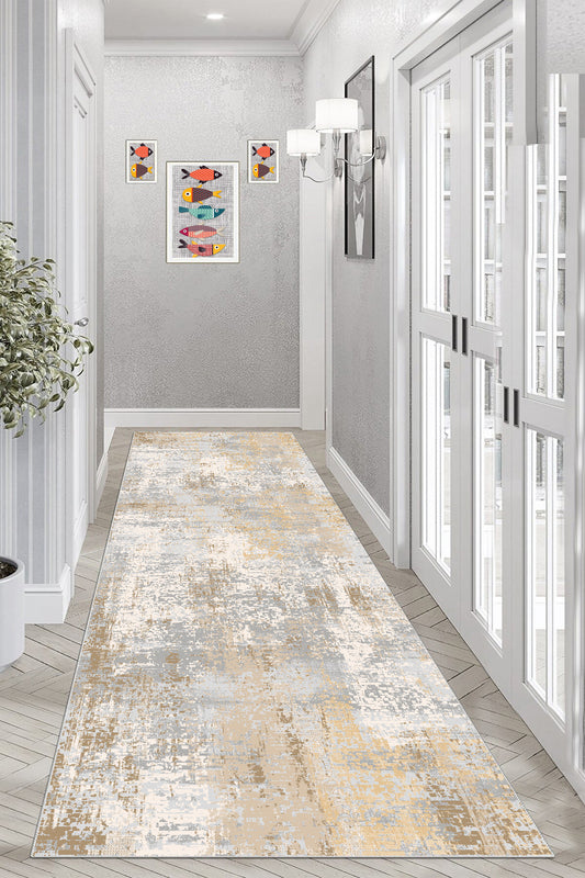 Eskitme Bej Yeni Nesil Baskılı Halı & Yolluk