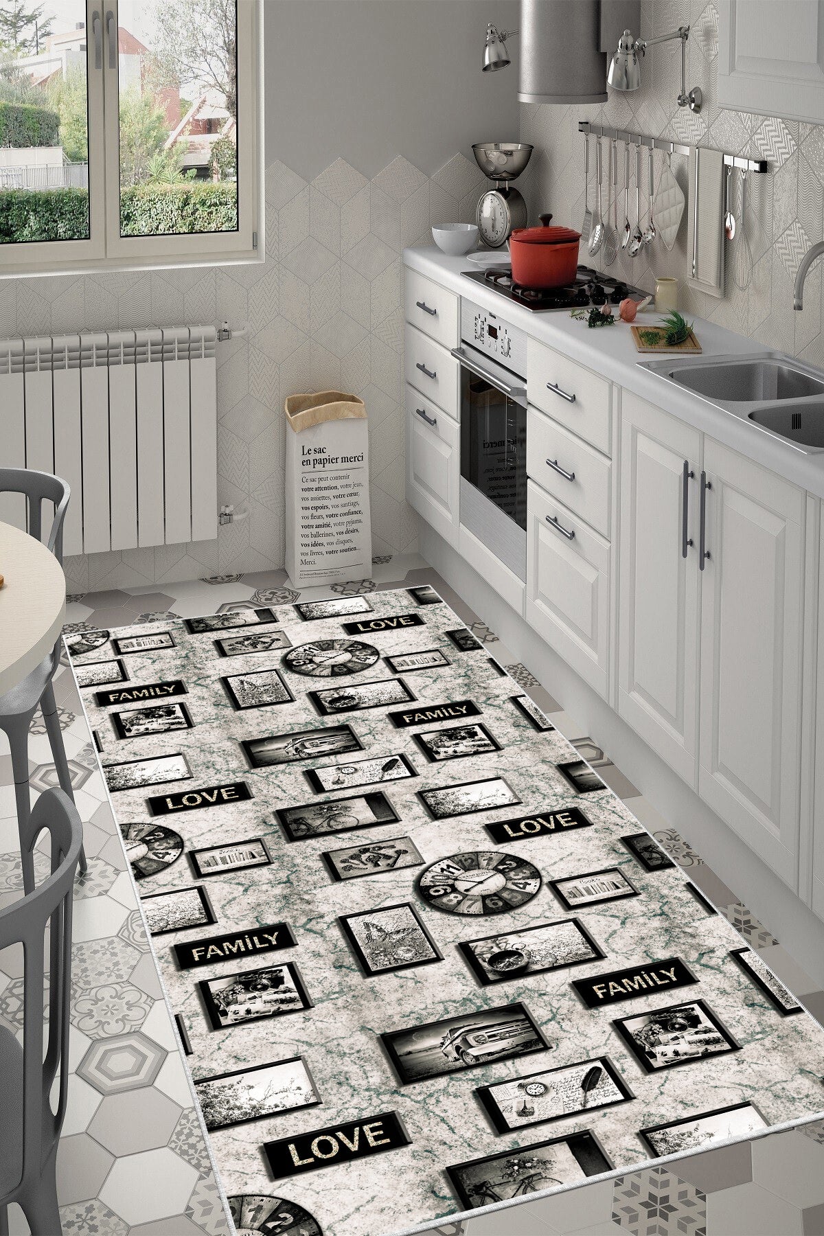 Familylove Baskılı Kaymaz Taban Mutfak Halısı