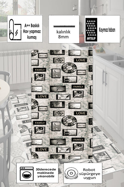 Familylove Baskılı Kaymaz Taban Mutfak Halısı