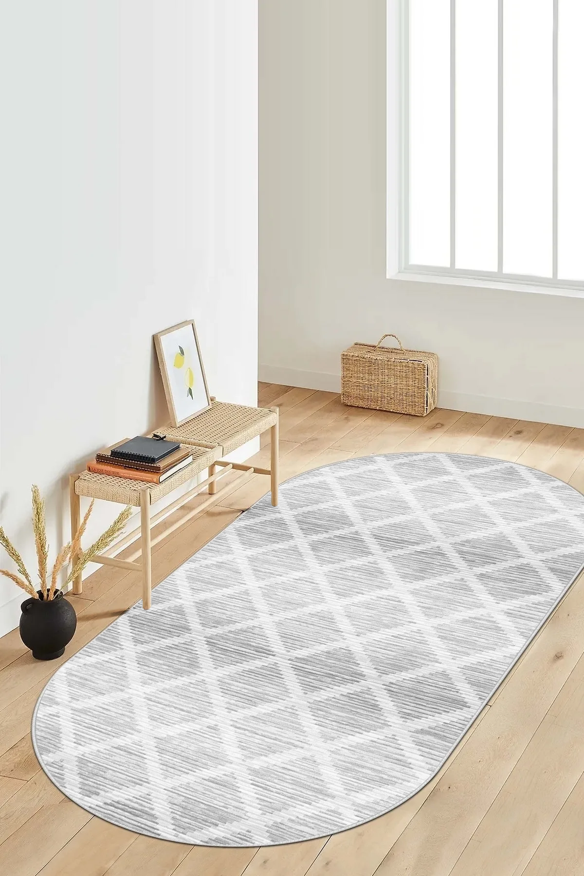 Hazal gri oval Yeni Nesil Baskılı Halı & Yolluk