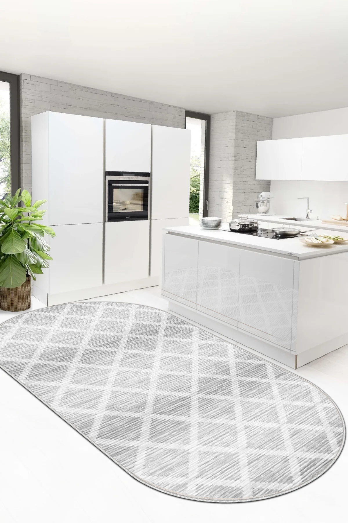 Hazal gri oval Yeni Nesil Baskılı Halı & Yolluk