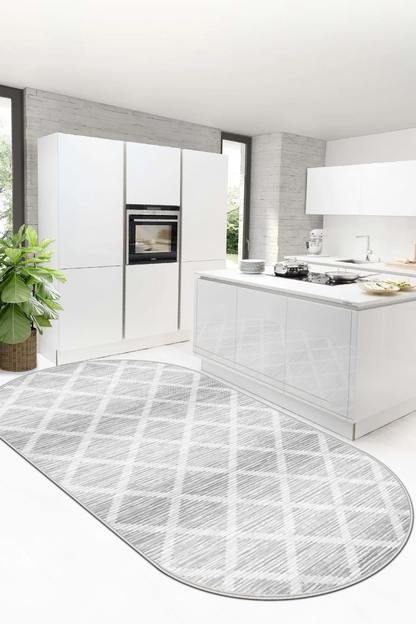 Hazal gri oval Yeni Nesil Baskılı Halı & Yolluk