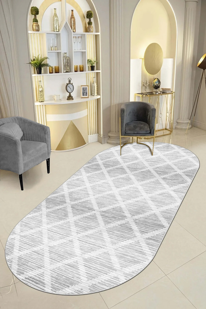 Hazal gri oval Yeni Nesil Baskılı Halı & Yolluk