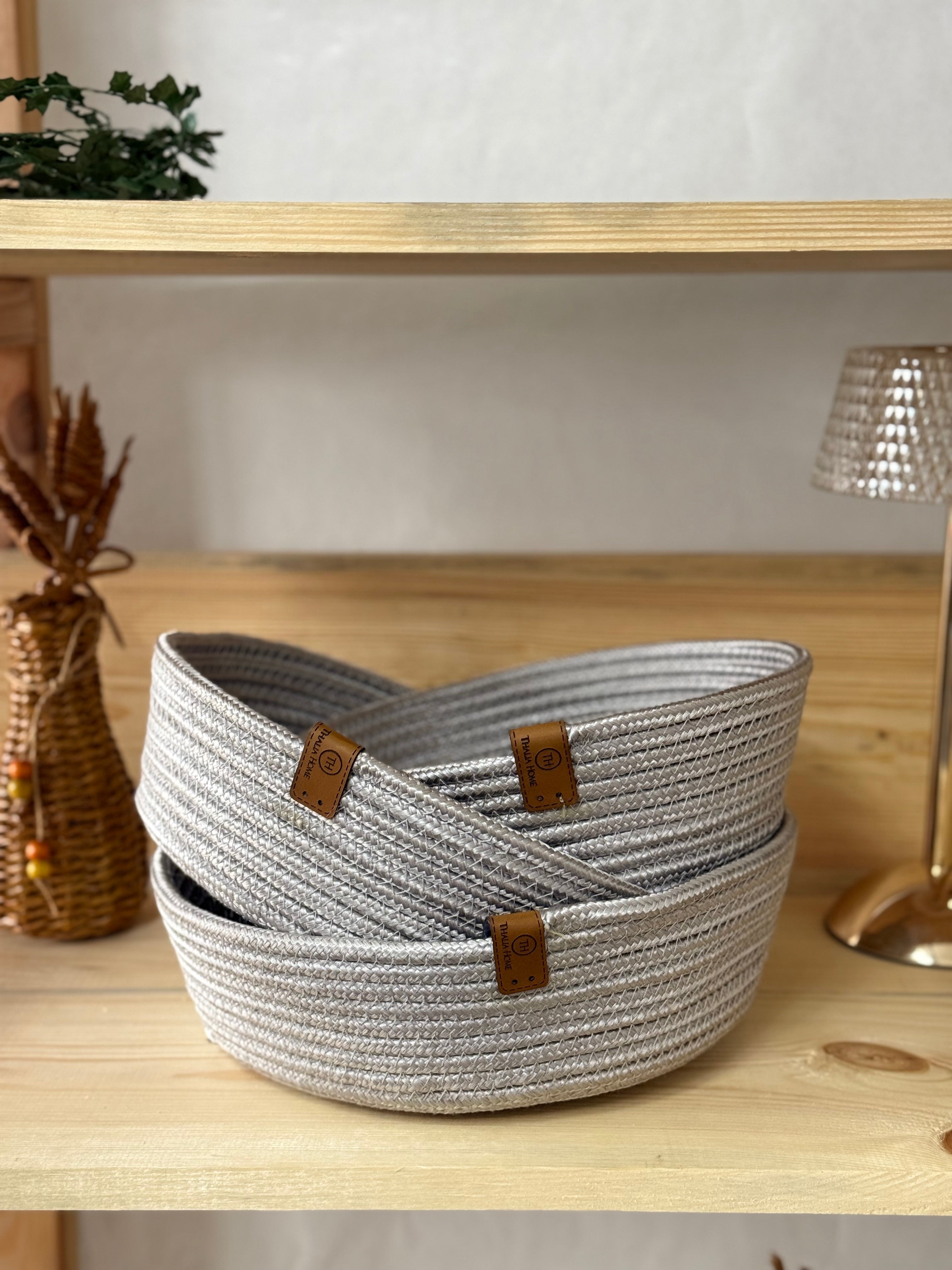 3 Lü Sepet Takımı , Çok Amaçlı Sepet, Banyo Ve Mutfak Organizeri Üçlü YUVARLAK GRİ