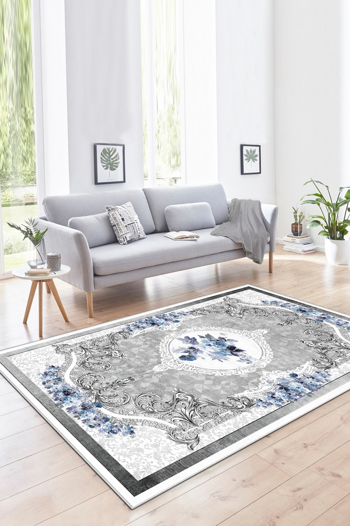 Gülbahar Mavi Yeni Nesil Baskılı Halı & Yolluk