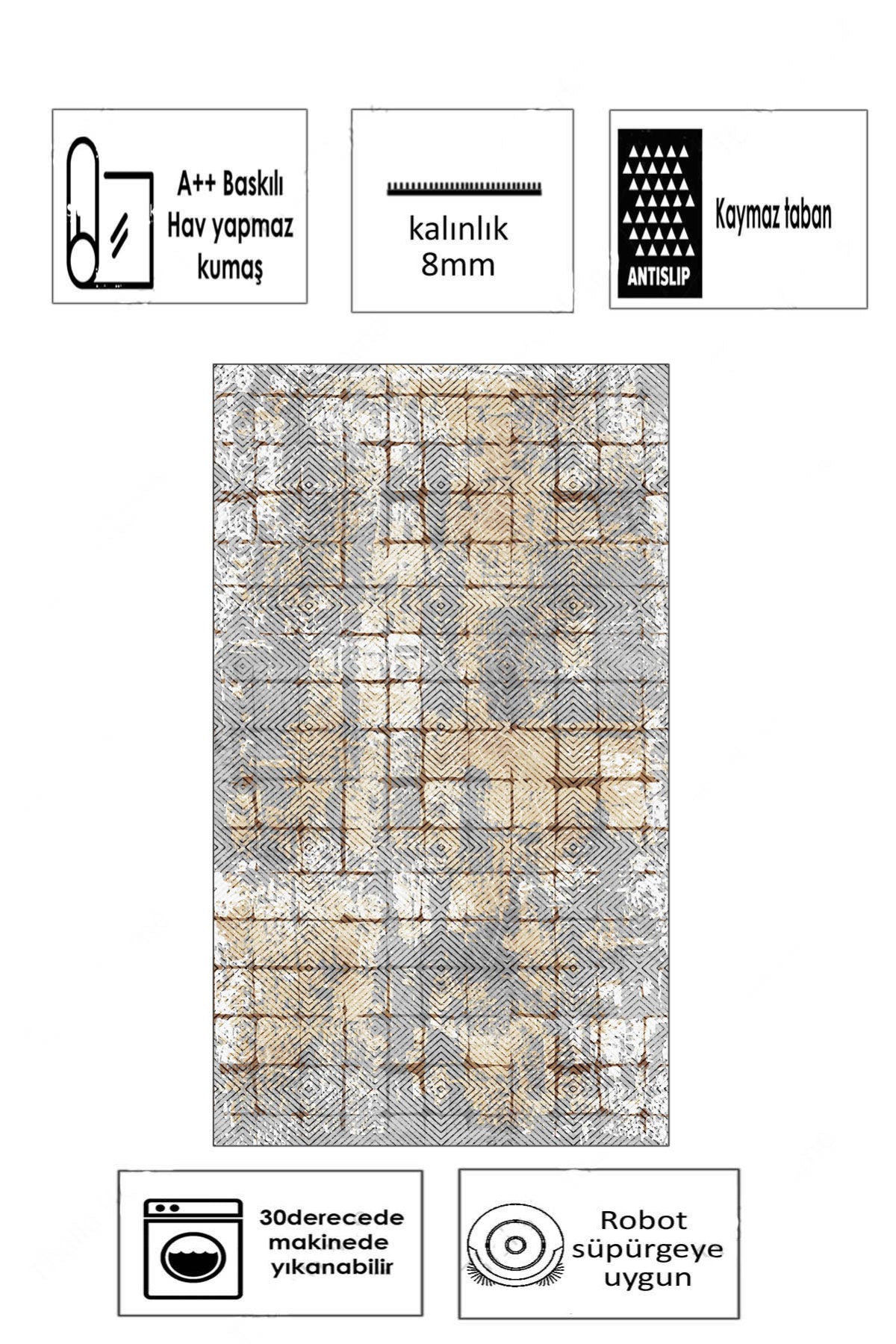 Hera Bej Yeni Nesil Baskılı Halı & Yolluk