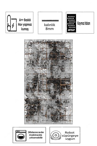Hera Gri Yeni Nesil Baskılı Halı & Yolluk