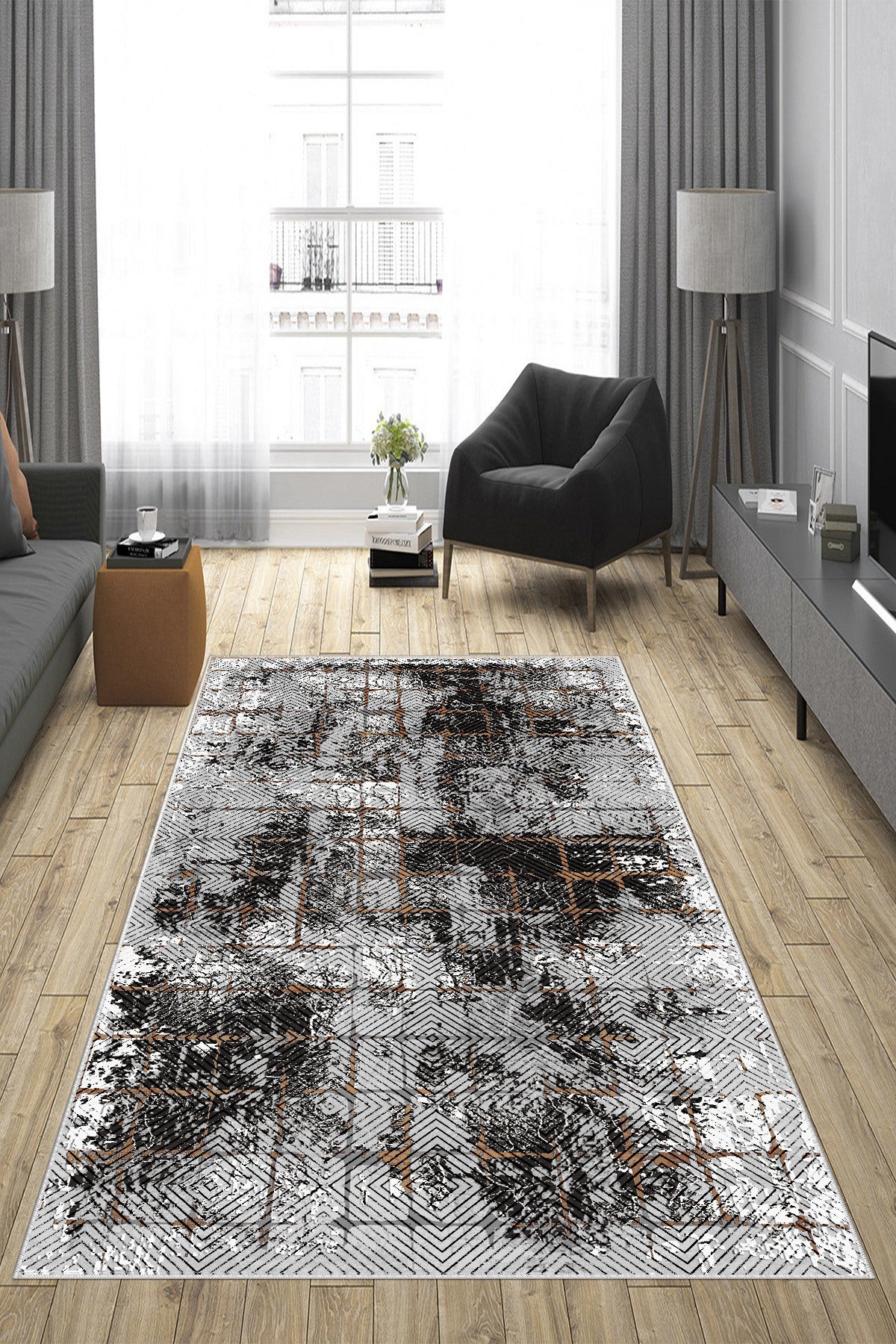 Hera Gri Yeni Nesil Baskılı Halı & Yolluk