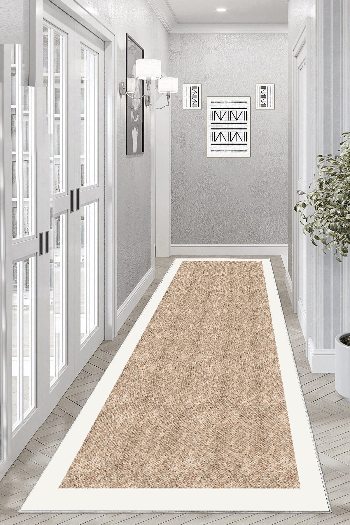 Hasır Krem Yeni Nesil Baskılı Halı & Yolluk