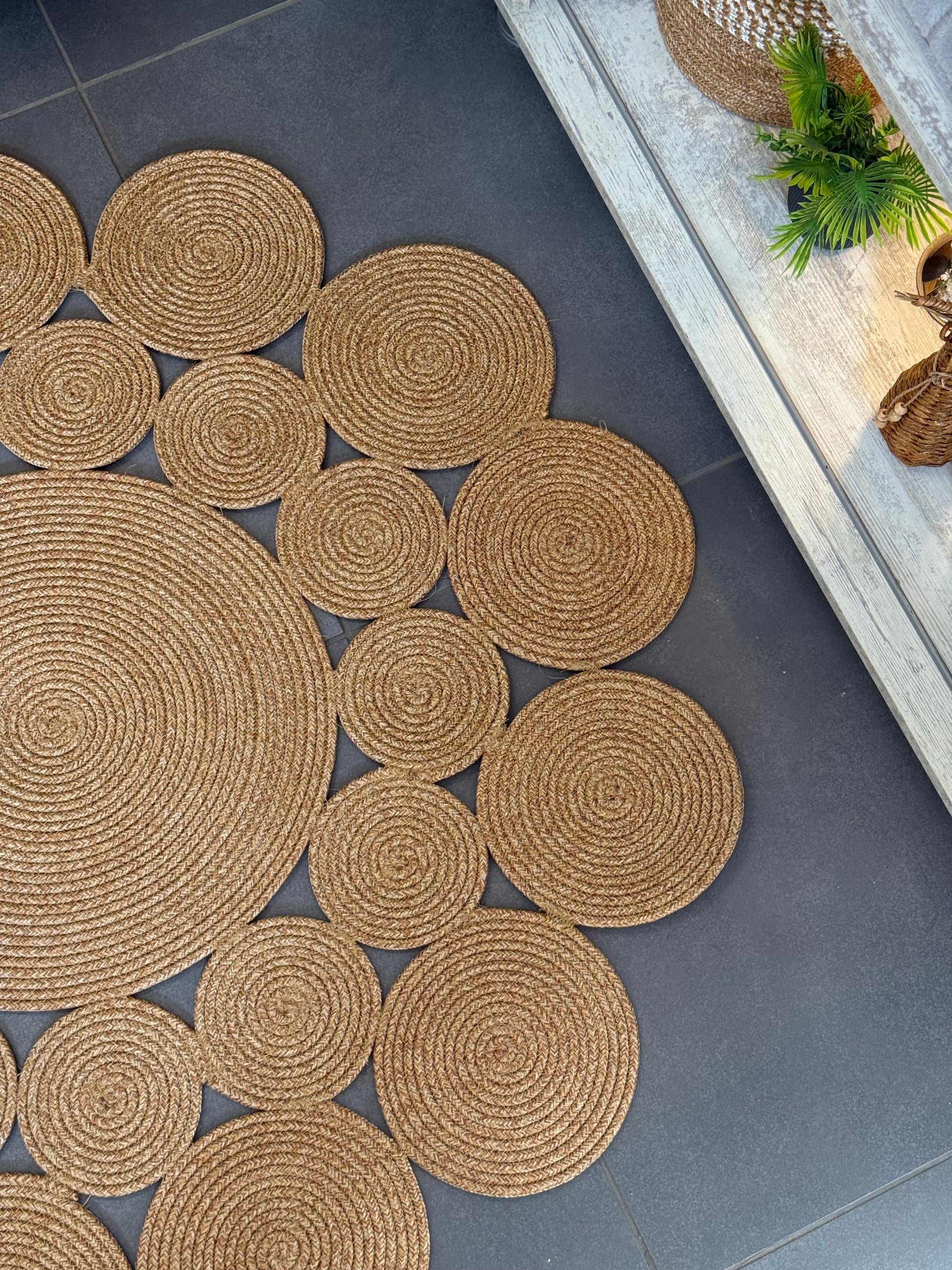 Jüt Kilim Yuvarlak Hasır Halı BURJ Hasır