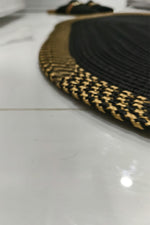 Jüt Kilim Oval Hasır Halı  Siyah-Kahve