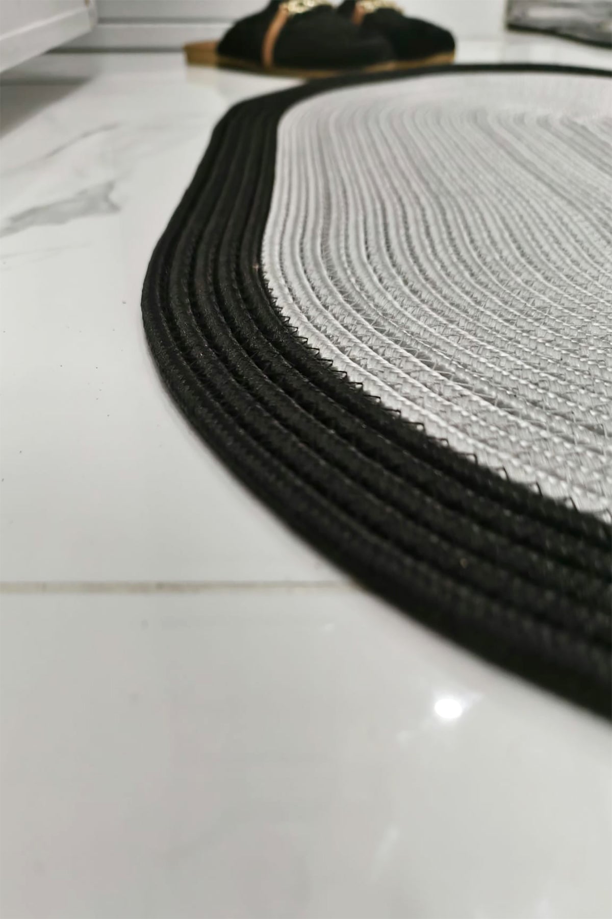 Jüt Hasır Kapı önü Paspası Gri-Siyah