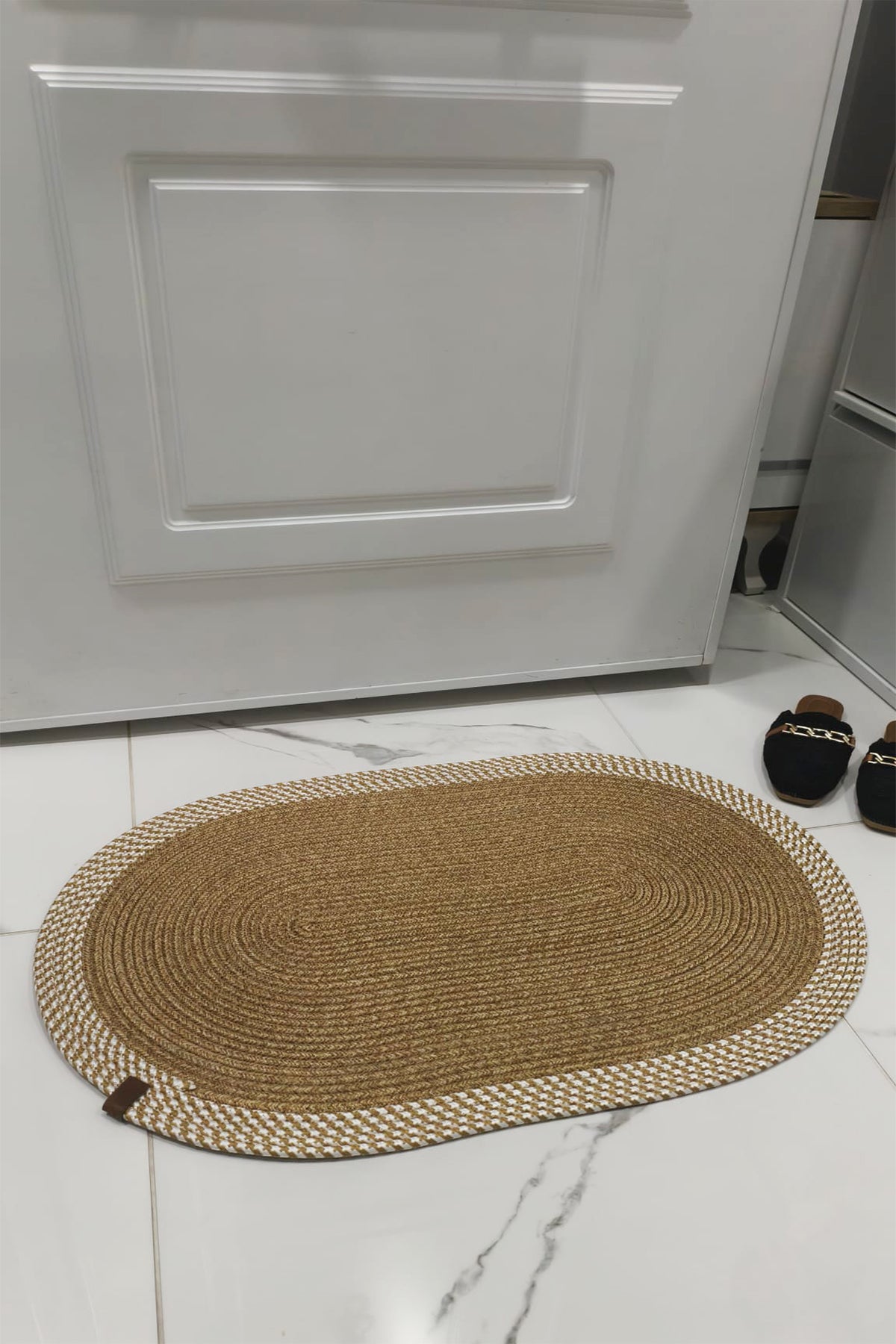 Jüt Kilim Oval Hasır Halı   Hasır-Krem