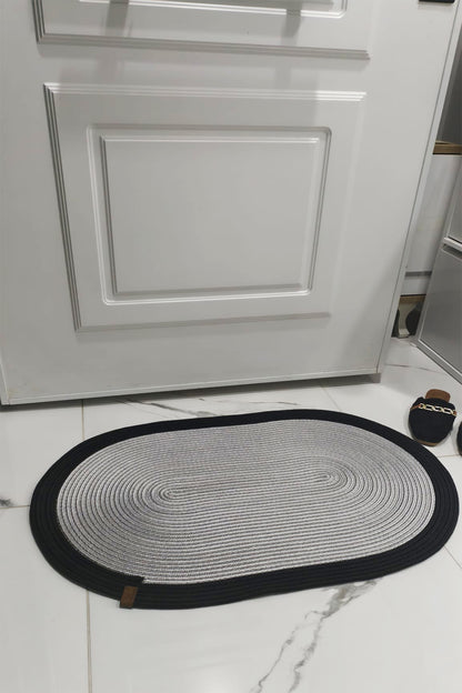 Jüt Hasır Kapı önü Paspası Gri-Siyah