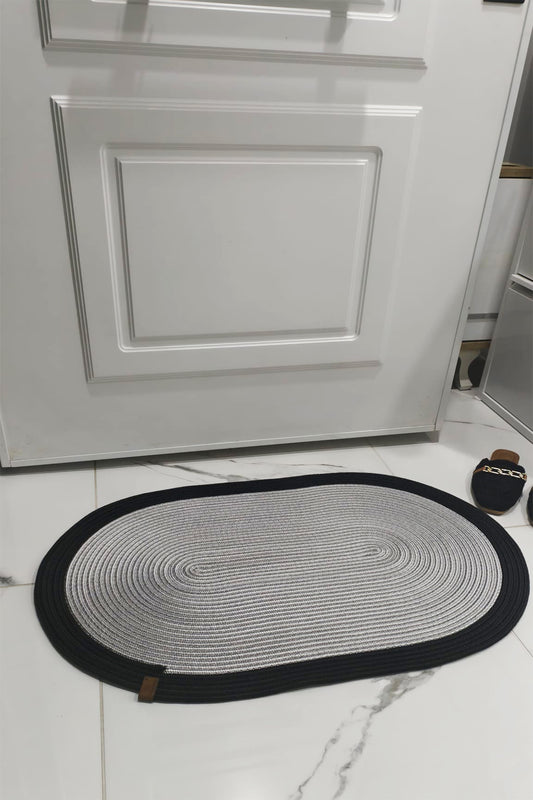 Jüt Hasır Kapı önü Paspası Gri-Siyah