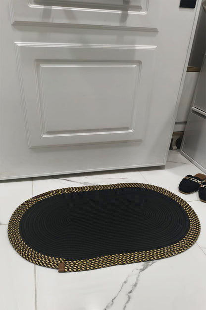 Jüt Kilim Oval Hasır Halı  Siyah-Kahve