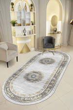 kleopatra Hardal Oval Yeni Nesil Baskılı Halı & Yolluk